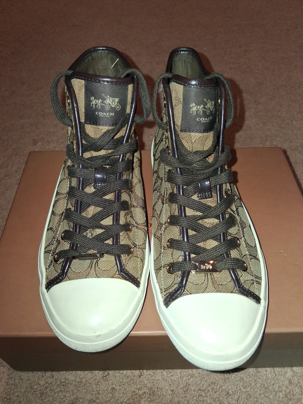 Coach Women’s Brown Signature High-Top Sneakers